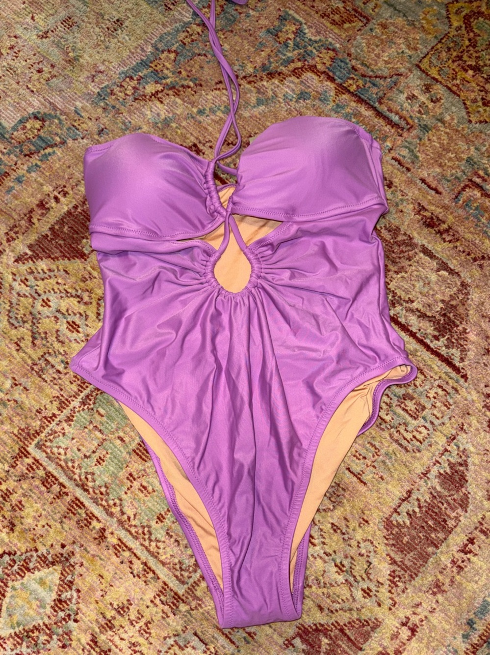 J. Crew Lavender Halter One-Piece Swimsuit with Keyhole